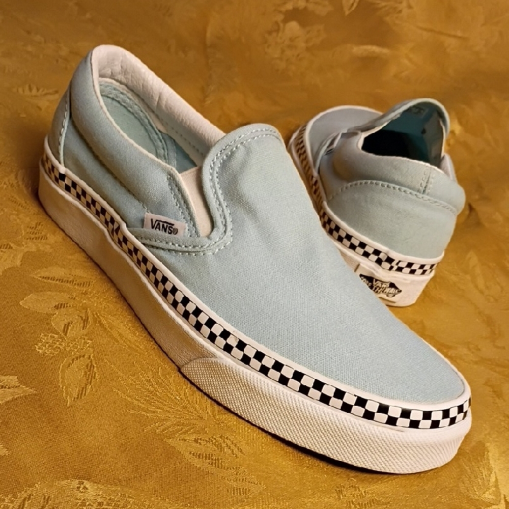 VANS Slip-On Light Blue Women's 7.0 Men's 5.5 Shoes
